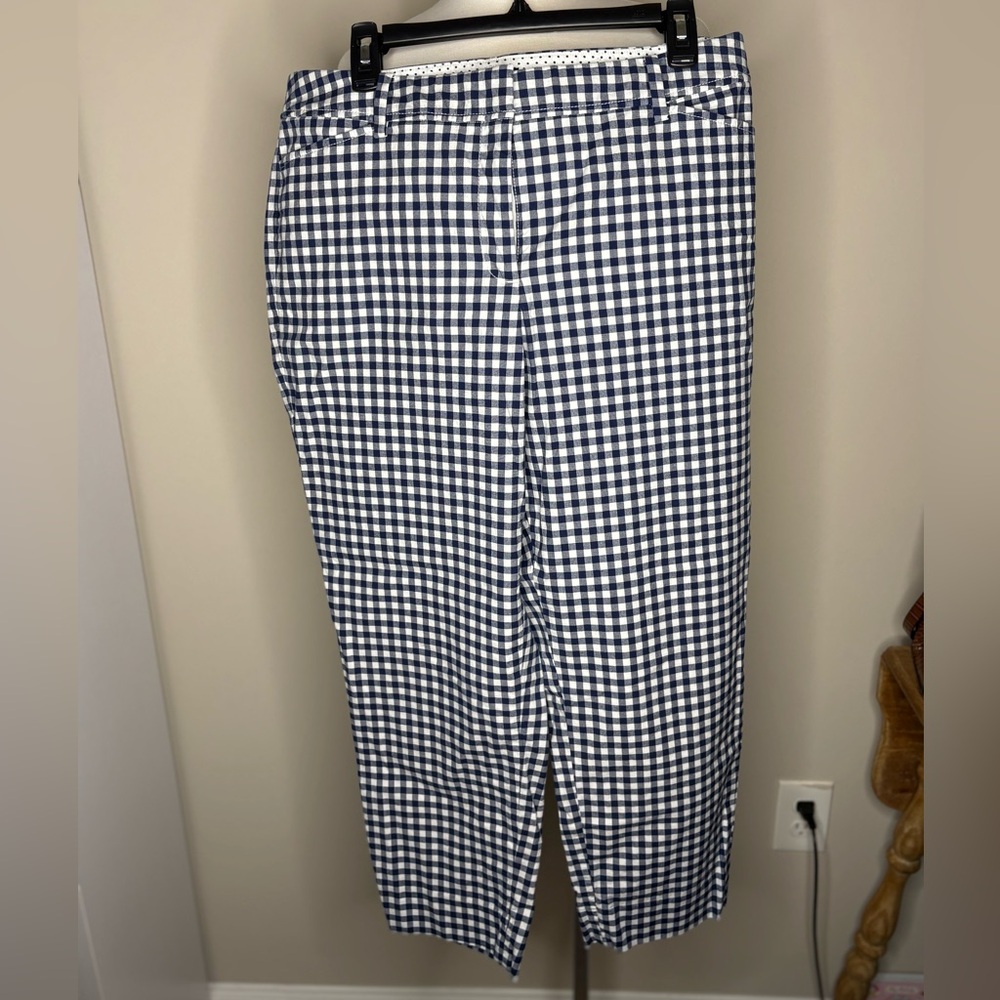 Talbots Women's Navy and White Gingham Cropped Pants